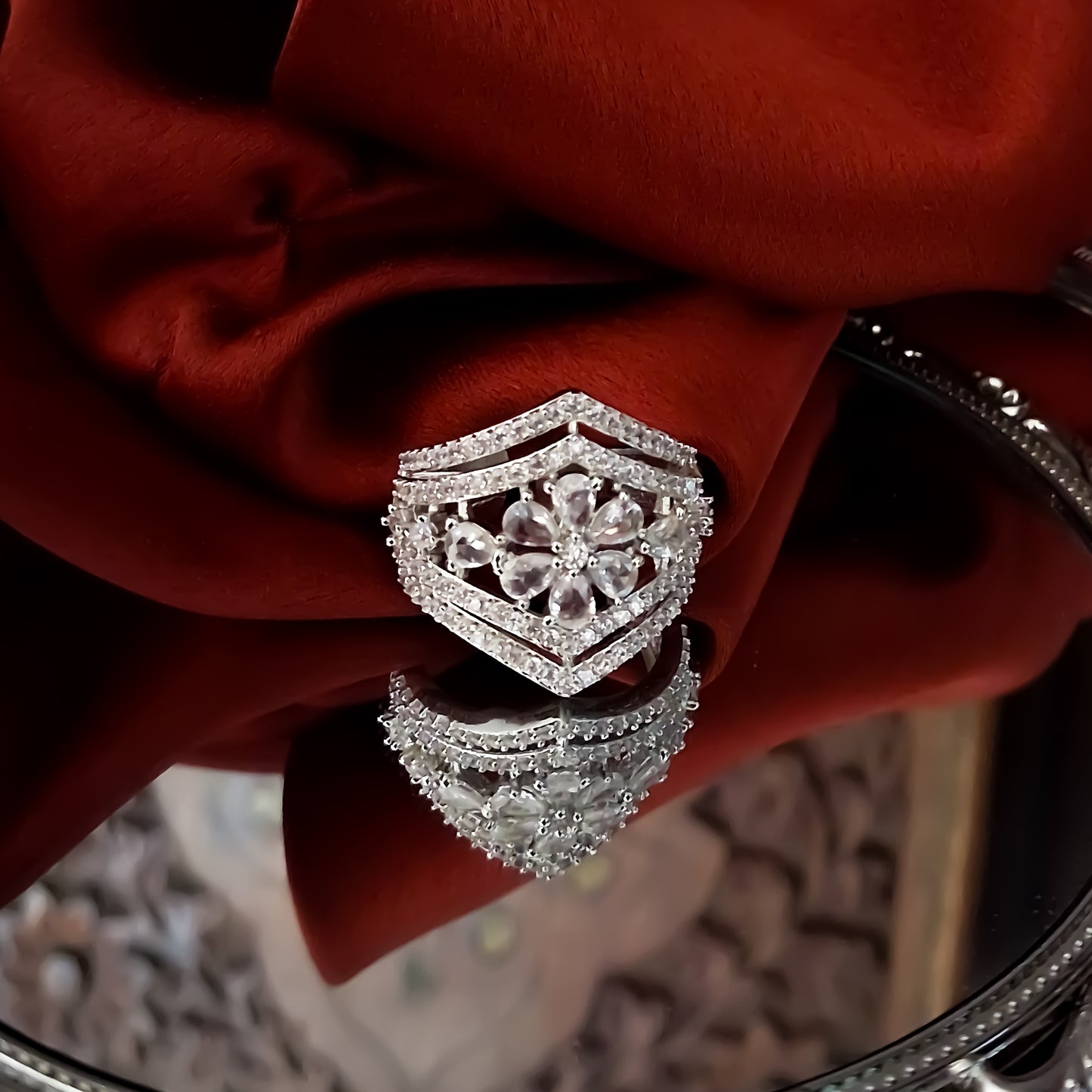 Marienne American Diamond (AD) Silver Adjustable Ring