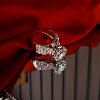 Simon Signature Crown American Diamond (AD) Silver Adjustable Ring