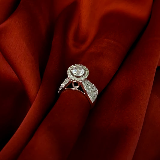 Simon Signature Crown American Diamond (AD) Silver Adjustable Ring