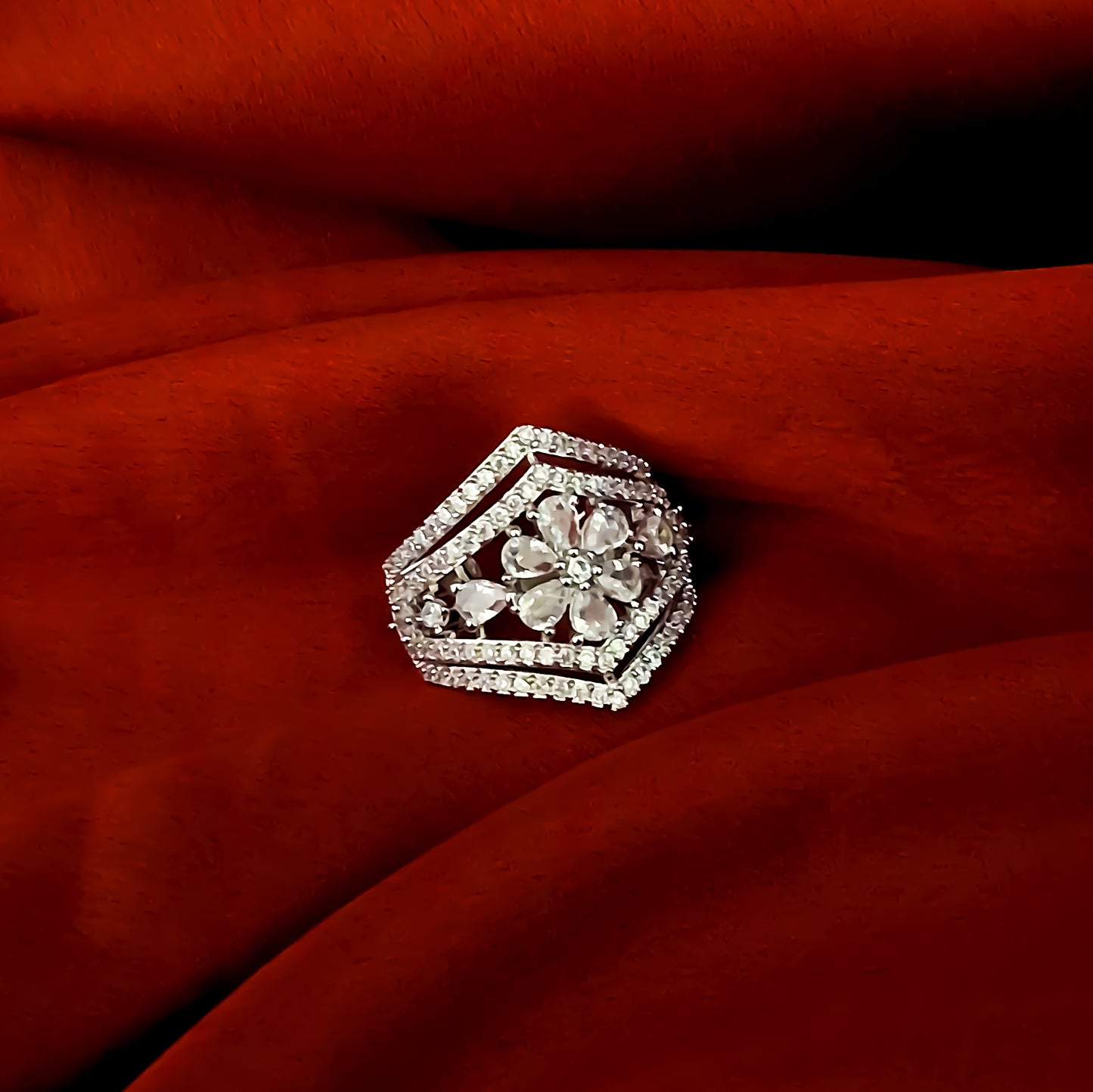 Marienne American Diamond (AD) Silver Adjustable Ring