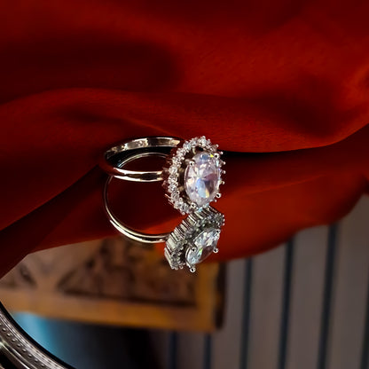 Clovei American Diamond (AD) Silver Adjustable Ring