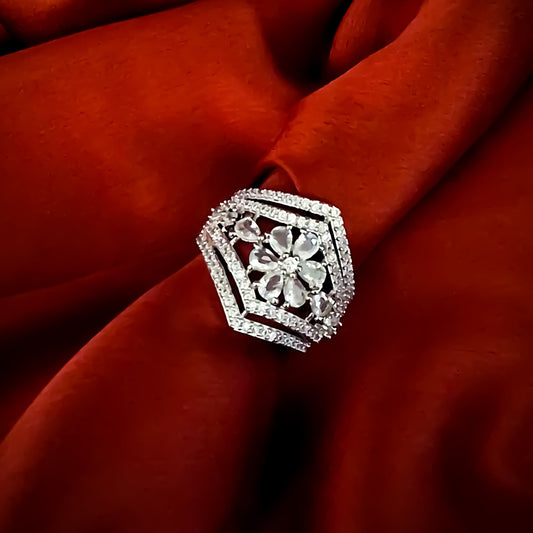 Marienne American Diamond (AD) Silver Adjustable Ring