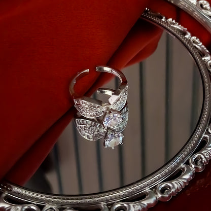 Ivanna Crown American Diamond (AD) Silver Adjustable Ring