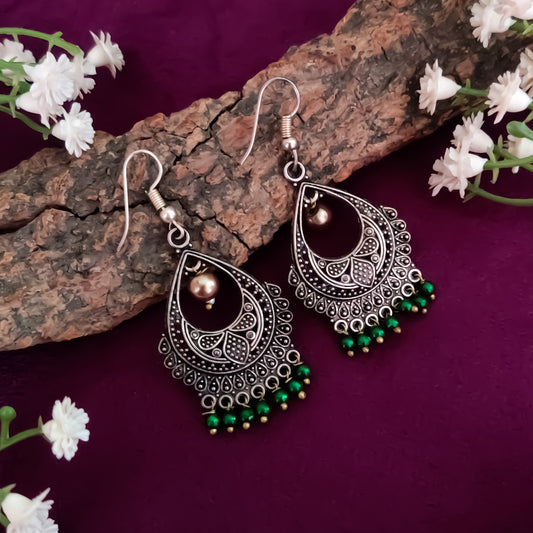Leena Oxidised Chandbali Earrings
