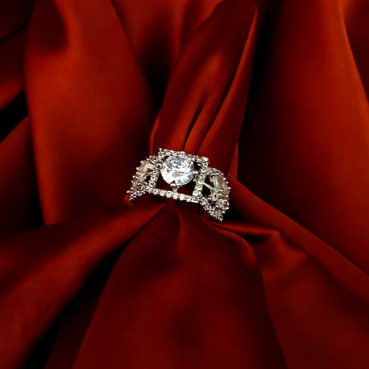 Eliza American Diamond (AD) Silver Adjustable Ring