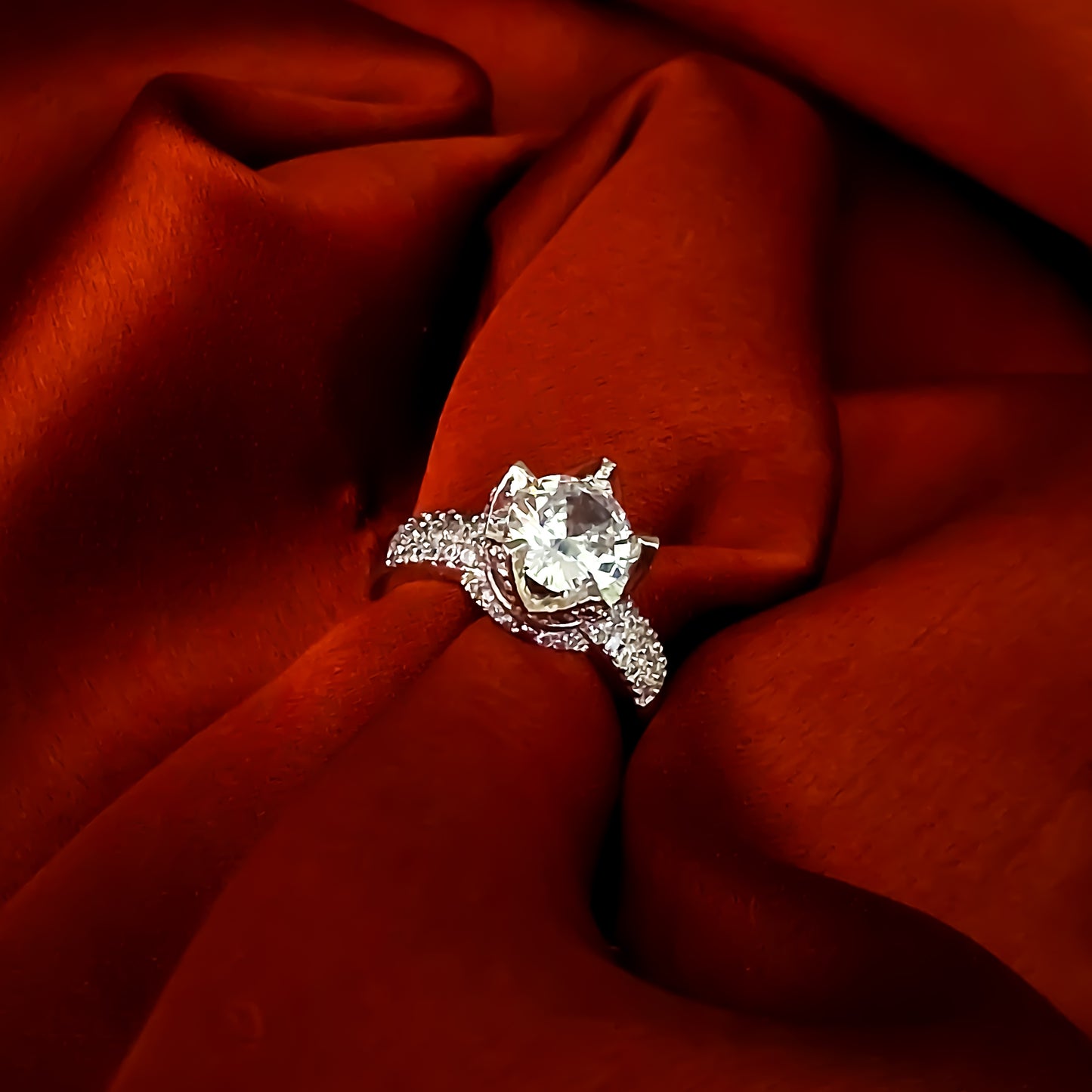 Eliana Crown American Diamond (AD) Silver Adjustable Ring