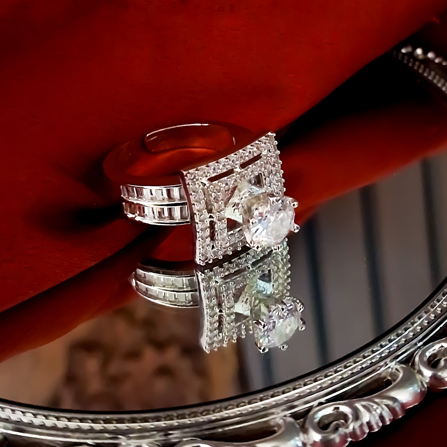 Ellora American Diamond (AD) Silver Adjustable Ring