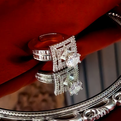 Ellora American Diamond (AD) Silver Adjustable Ring