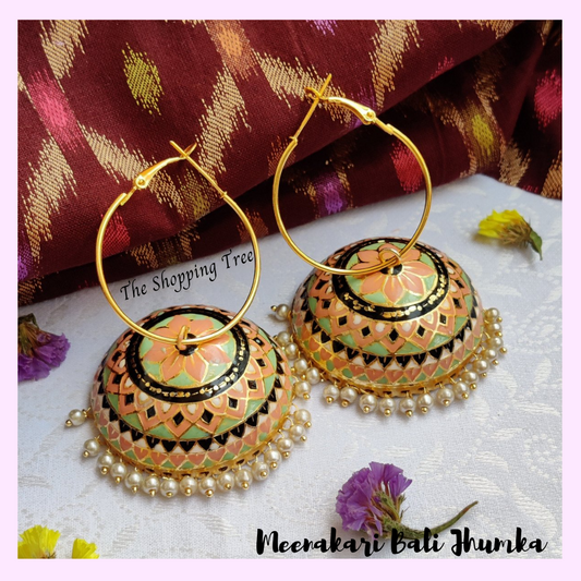 MEENAKARI BALI EARRINGS PEACH