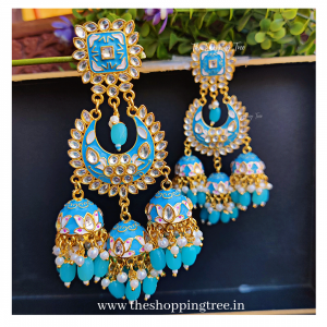 Alka Chandbali Earring - Blue