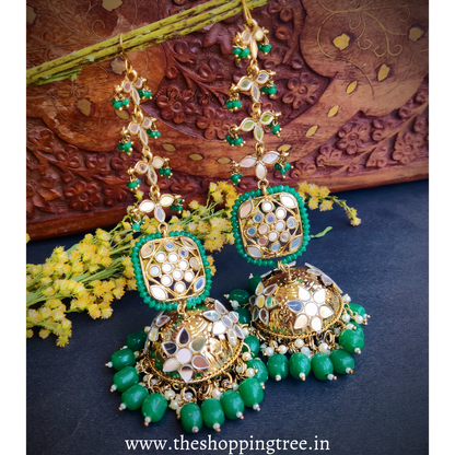 Kanak Jhumka Earrings with Sahara - Green