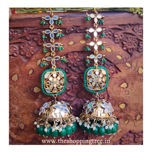 Kanak Jhumka Earrings with Sahara - Green