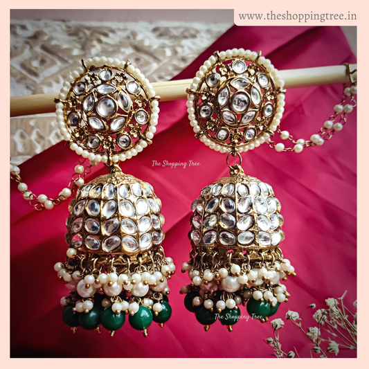 Barkat Jhumka Earrings with Sahara - Green