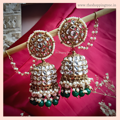 Barkat Jhumka Earrings with Sahara - Green