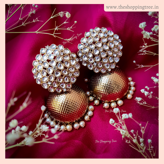 RUTVI KUNDAN LIGHTWEIGHT JHUMKA EARRING