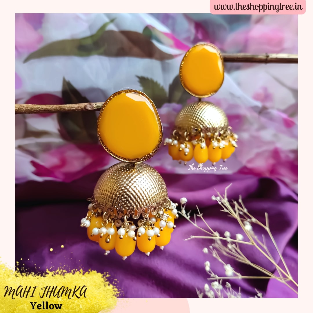 MAHI JHUMKA EARRINGS - YELLOW