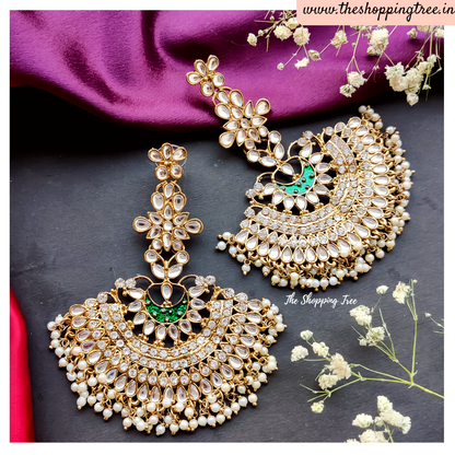 Sara Chandbali Earrings - Green