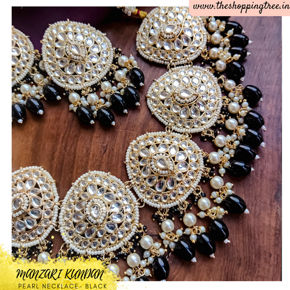 MANZARI KUNDAN NECKLACE SET - BLACK