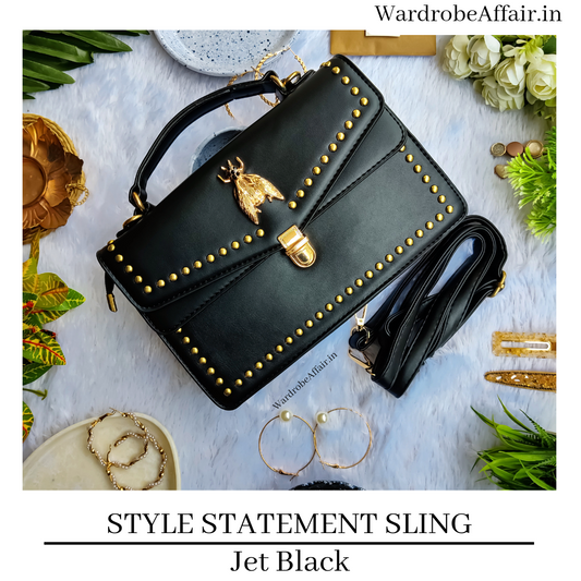 Style Statement Sling Bag - Jet black