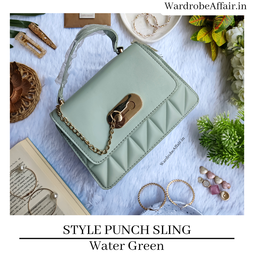 Style Punch Sling Bag - Water Green