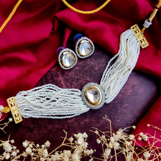 HINA POLKI KUNDAN AD NECKLACE SET