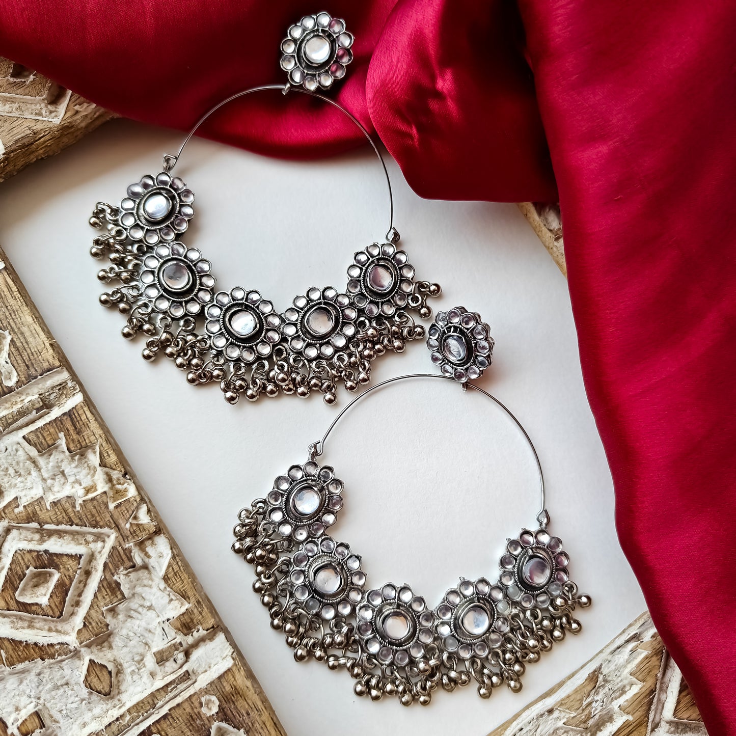 Mohey Chandbali Silver Earrings