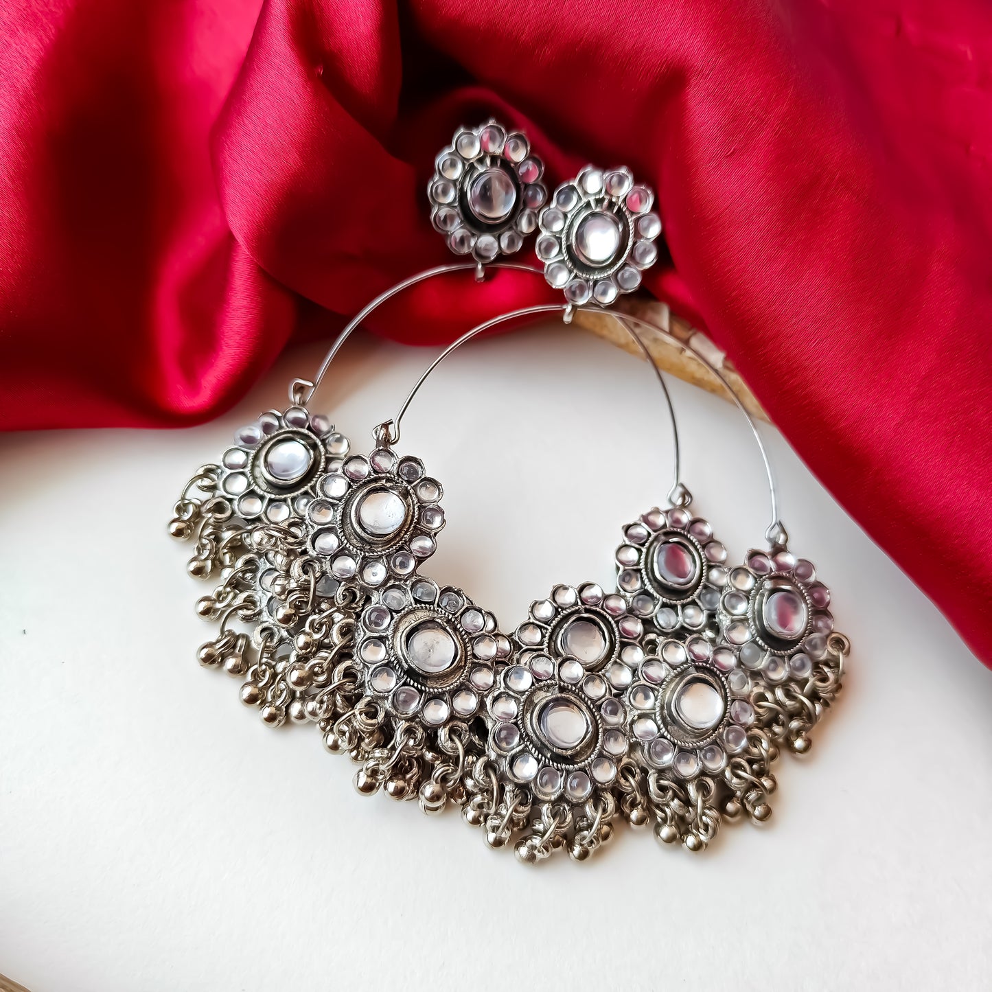 Mohey Chandbali Silver Earrings