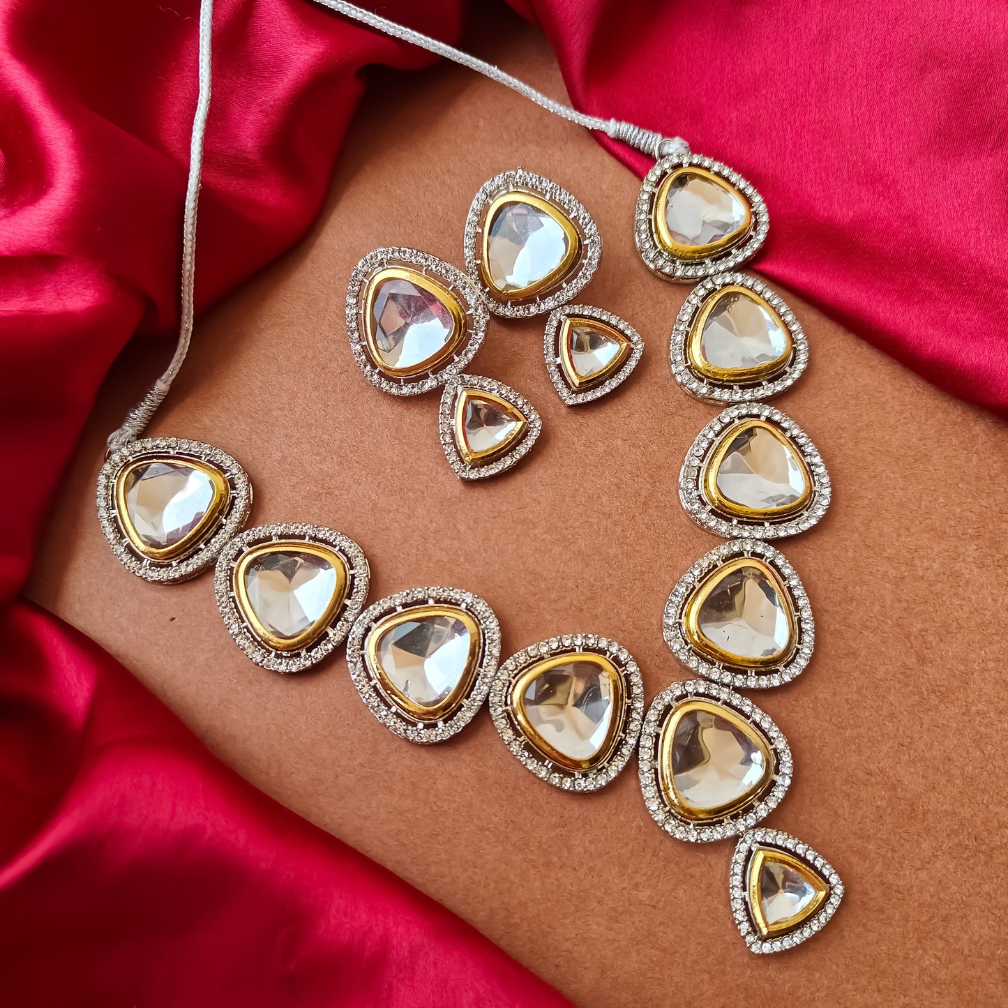Anubha Polki Look Alike Necklace Set with Earrings