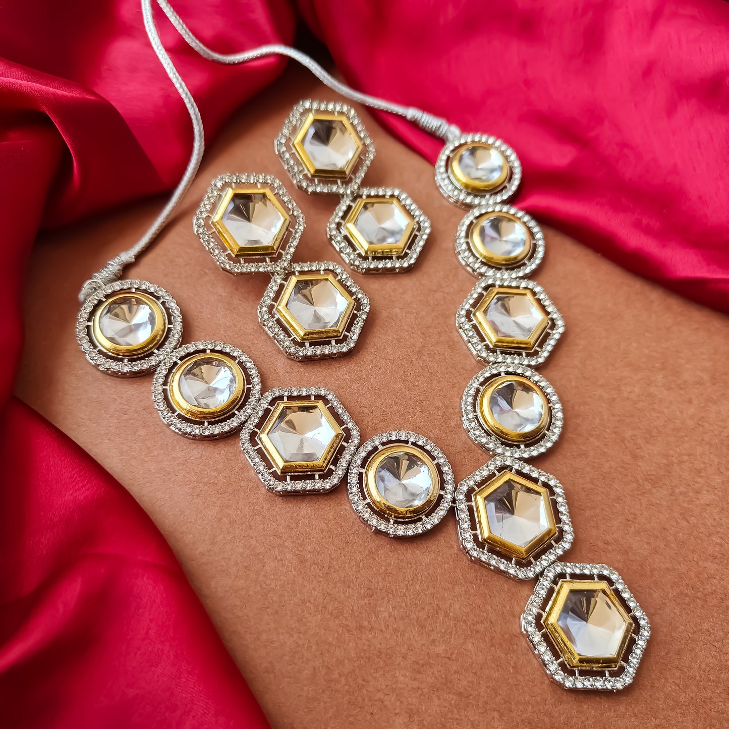 Anisa Polki Look Alike Necklace Set with Earrings