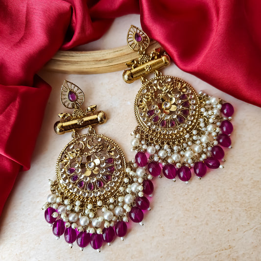 Preet Chandbali Earrings- Wine