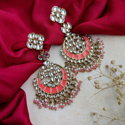 Mehram Chandbali Earrings - Peach