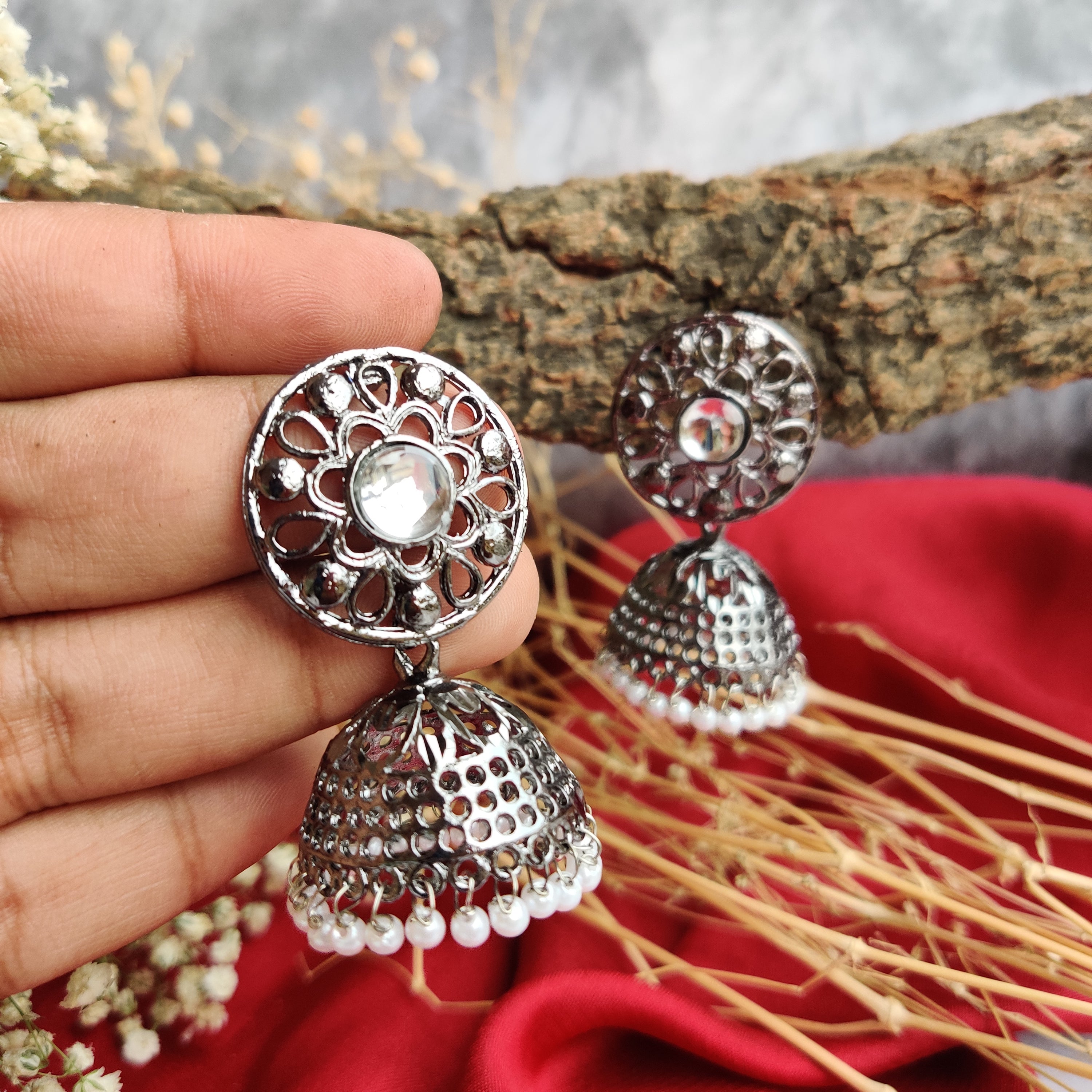 Amazon.com: Shining Diva Fashion Latest Stylish Oxidised Jhumka Earrings  for Women and Girls (13214er), One, Metal, No Gemstone: Clothing, Shoes &  Jewelry