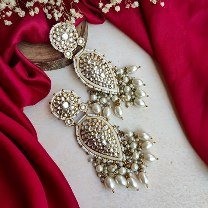 Jannat Pearl Drop Dangler Earring - Golden
