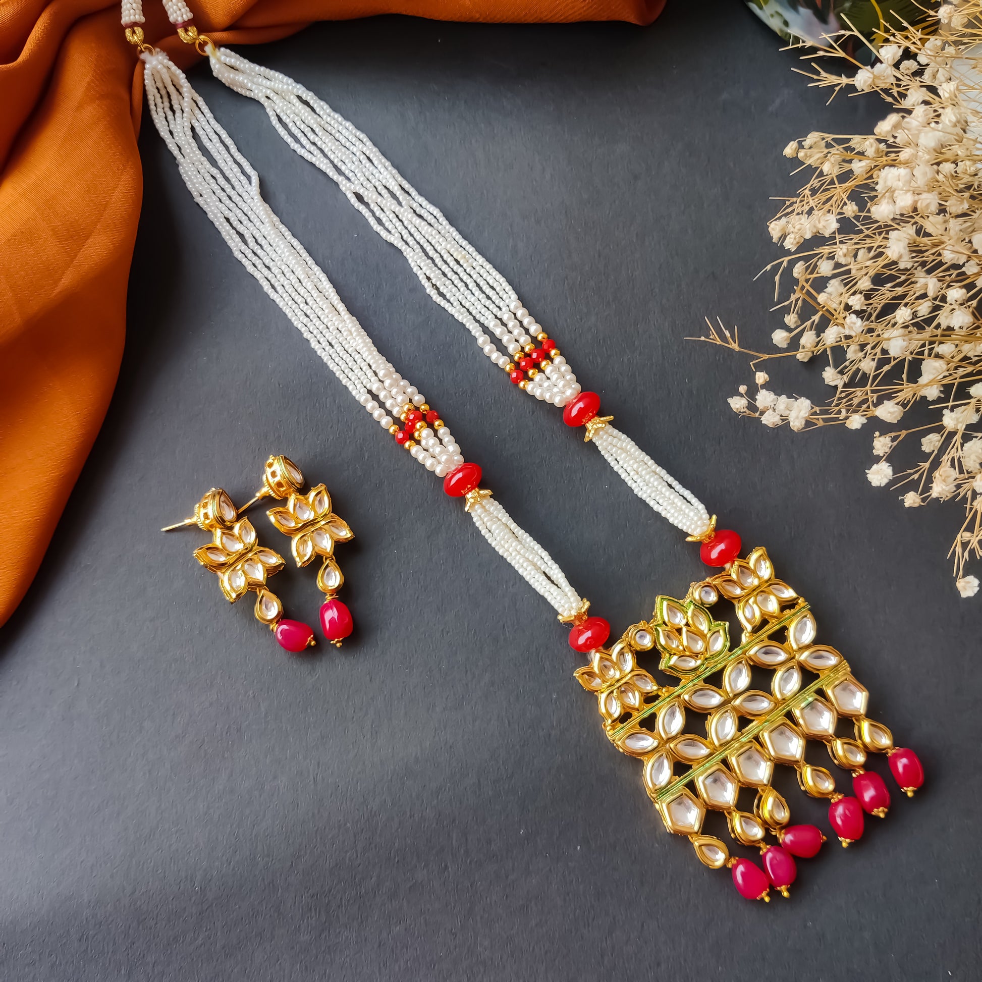Gauhar Vilandi Kundan Long Necklace Set – The Shopping Tree