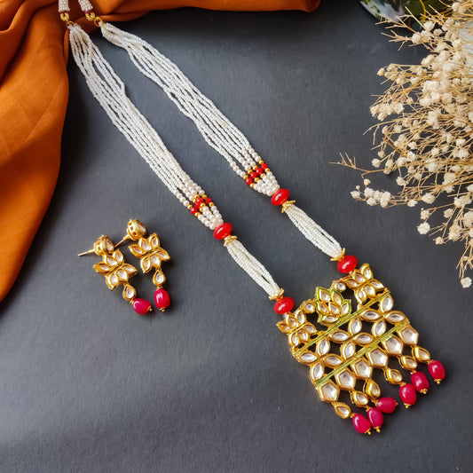 GAURHAR VILANDI KUNDAN LONG NECKLACE SET