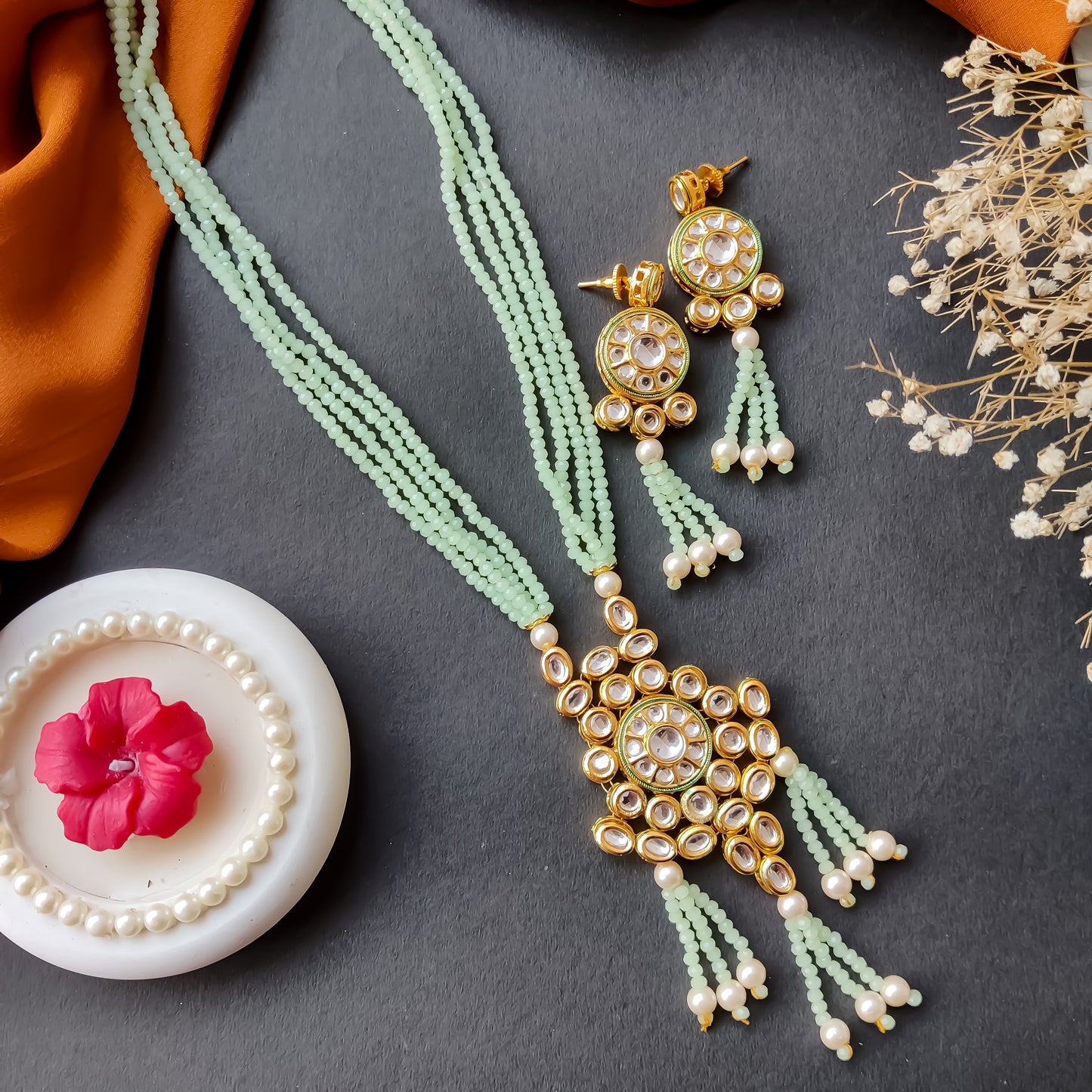 MEERA VILANDI  CRYSTAL KUNDAN NECKLACE SET