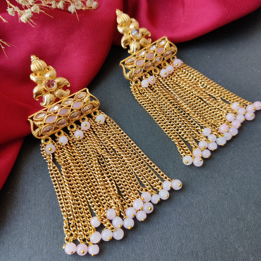 Reverse AD Crystal Drop Earrings - Golden