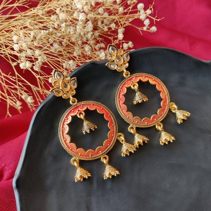 Enamel Round Jhumki Earrings