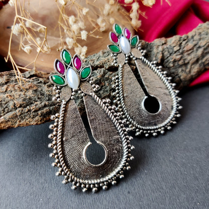 Oxidised Silver Stud Earring