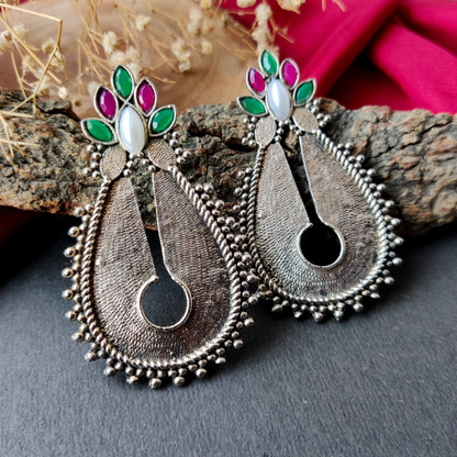 Oxidised Silver Stud Earring