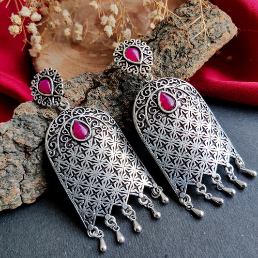 German Silver Dome Dangler Earring