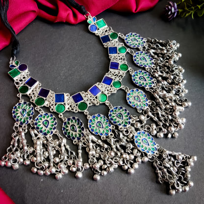 MAYA AFGHANI NECKLACE - BLUE & TURQUISE