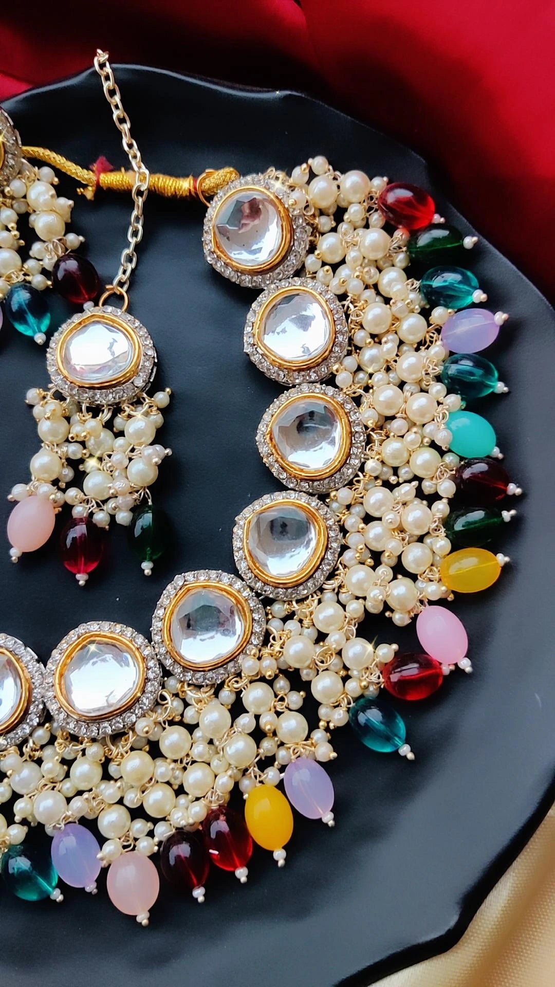 HARLEEN KUNDAN NECKLACE SET - MULTI