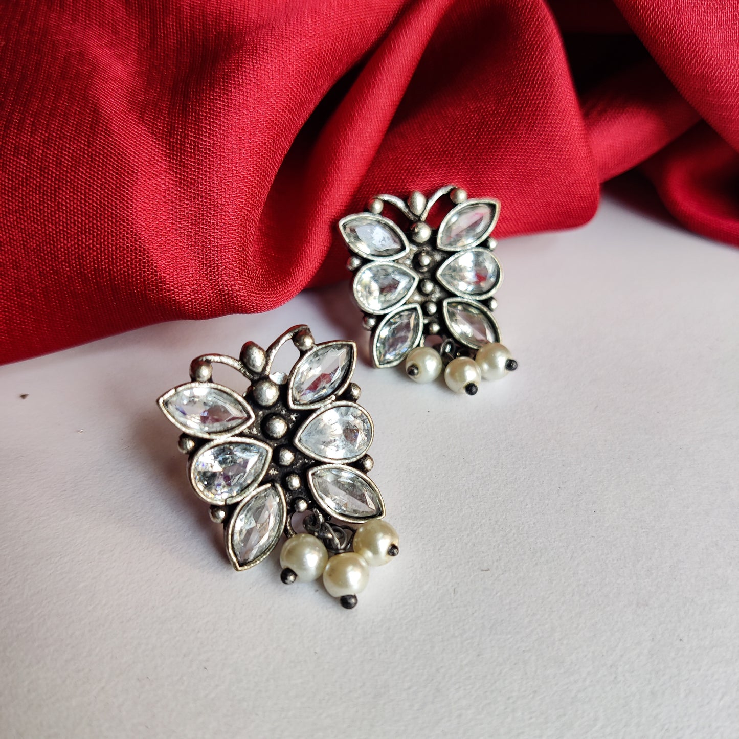 Butterfly Zircon Silver Stud Earrings