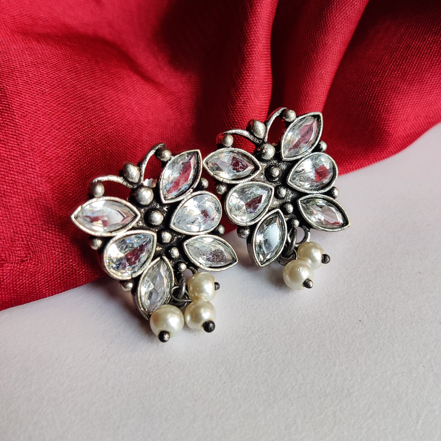 Butterfly Zircon Silver Stud Earrings