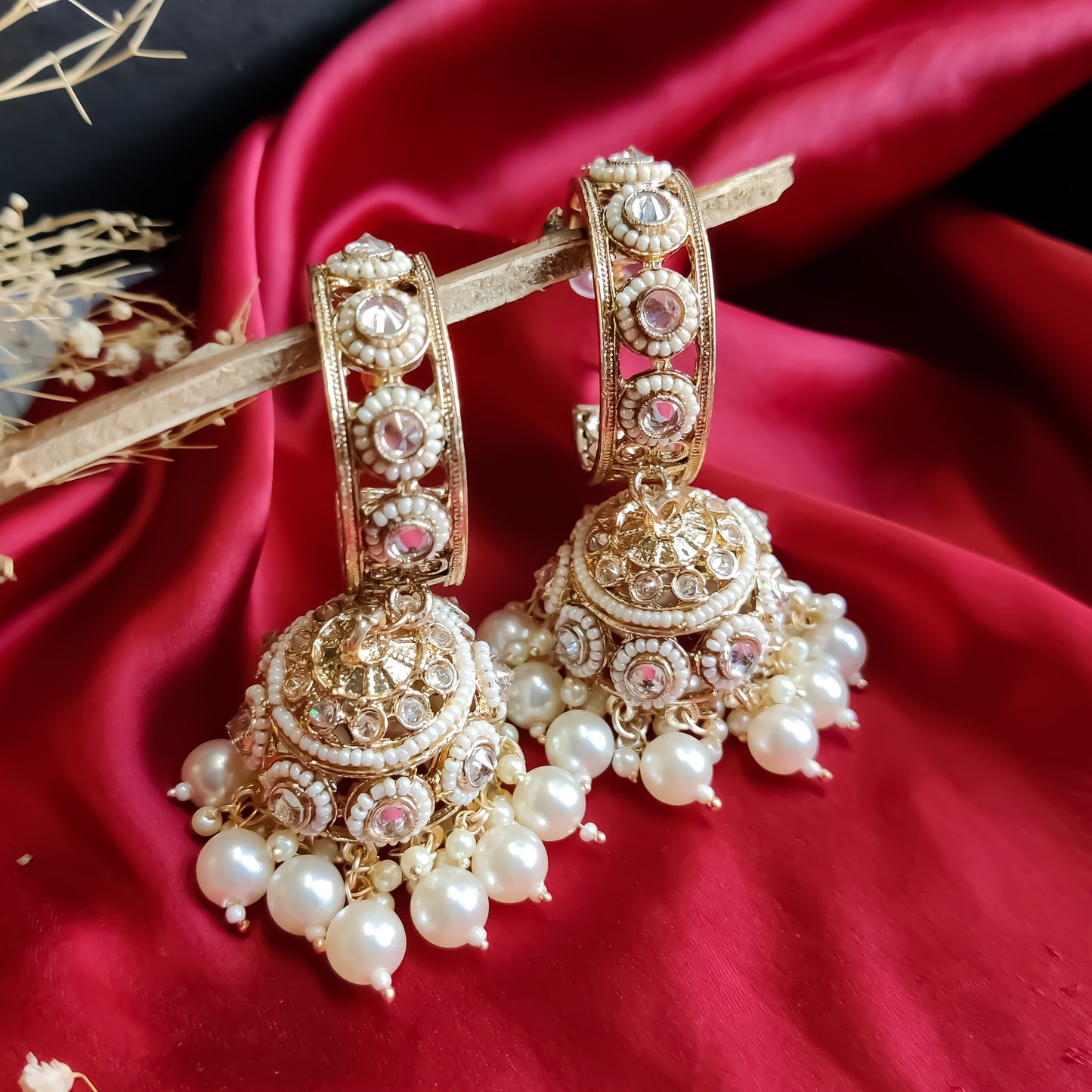 Amrina Premium Bali Jhumka Earrings - Golden