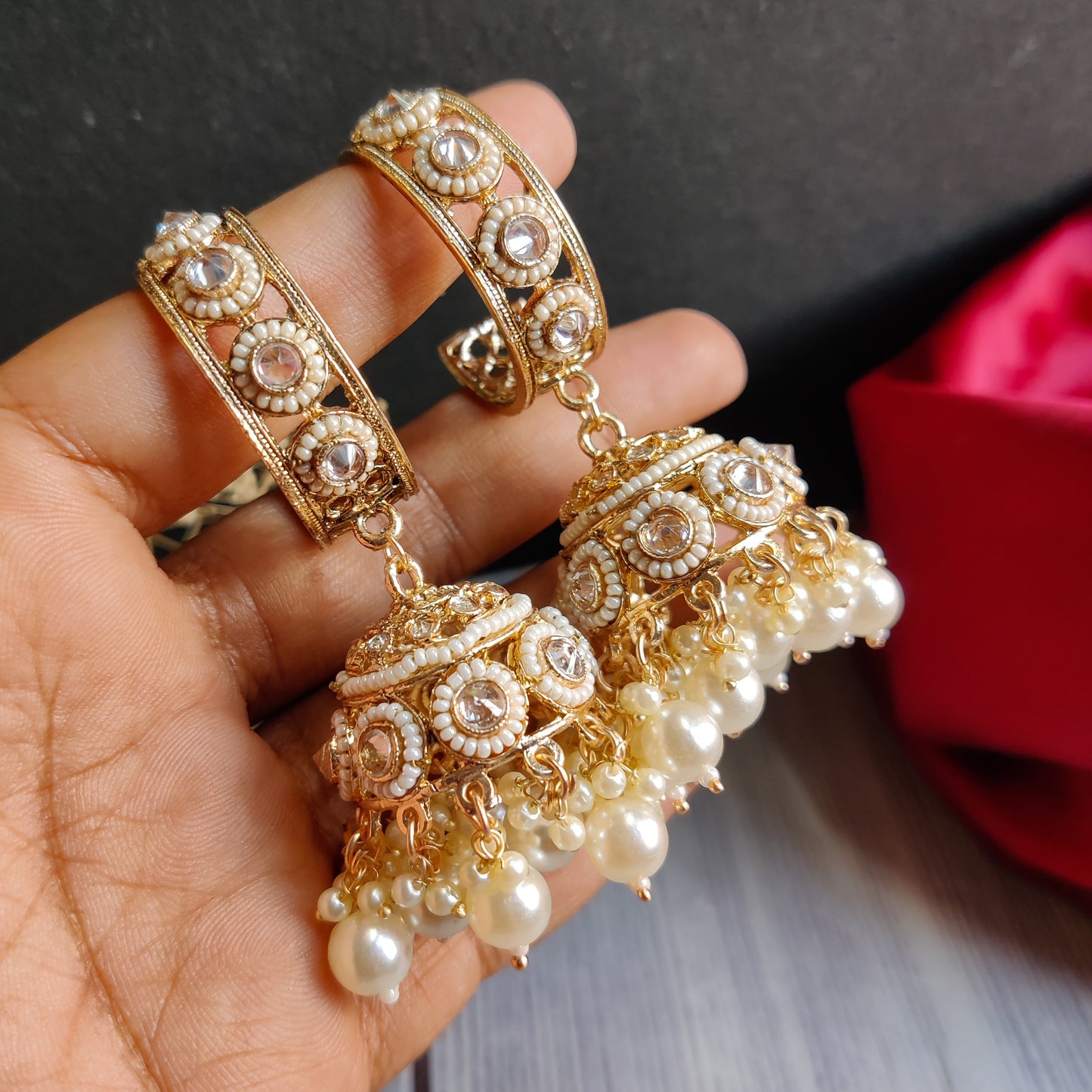 Amrina Premium Bali Jhumka Earrings - Golden