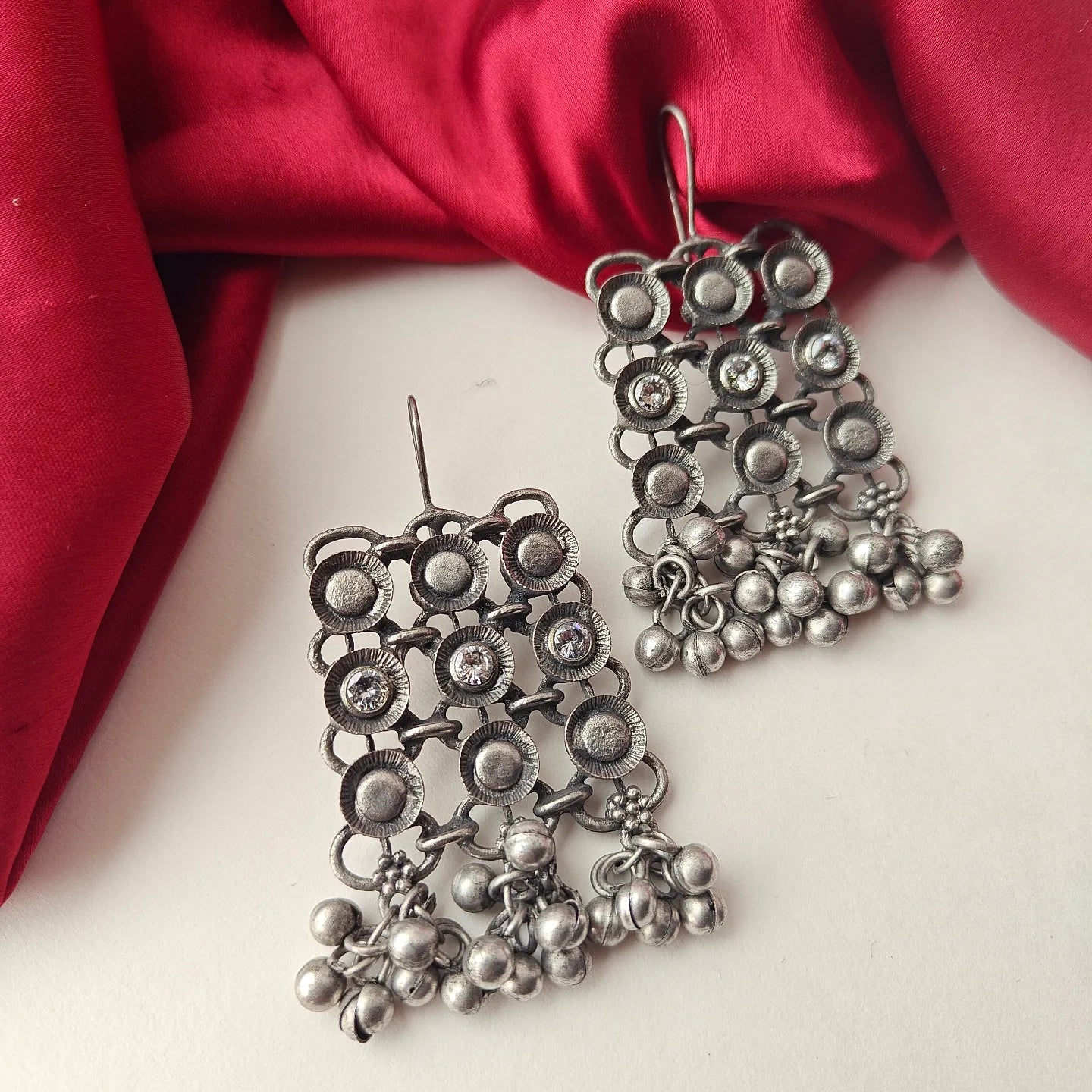 Veera Vintage Silver Afghani Necklace Set with Earrings