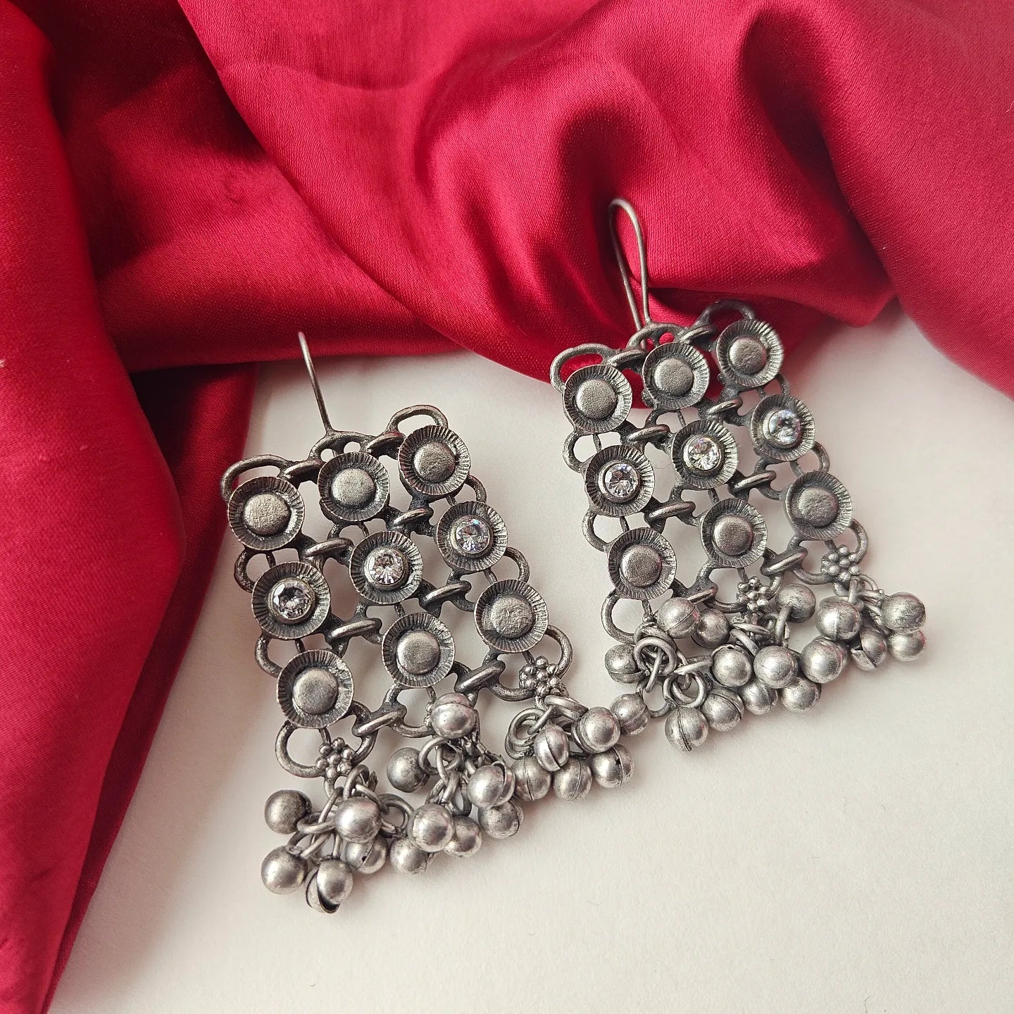 Veera Vintage Silver Afghani Necklace Set with Earrings