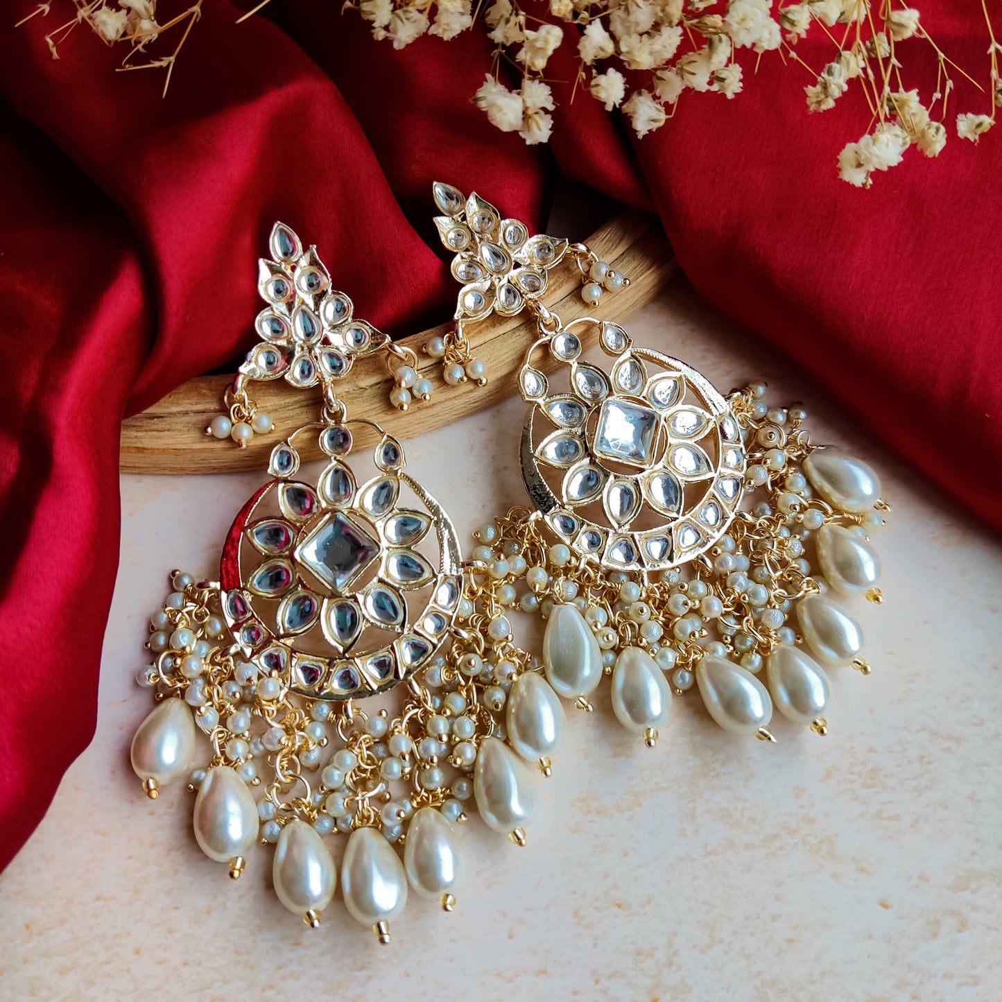 Yashi Kundan Chandbali Earrings - Golden